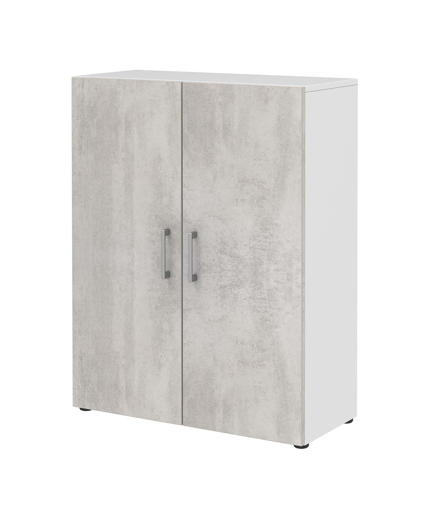 AKTENSCHRANK - 3 Fächer - Weiß/Beton - Grau, Holzwerkstoff (80/107.2/34.4cm) - Röhr