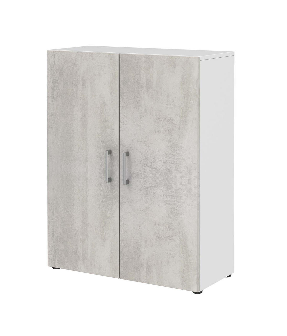 AKTENSCHRANK - 3 Fächer - Weiß/Beton - Grau, Holzwerkstoff (80/107.2/34.4cm) - Röhr