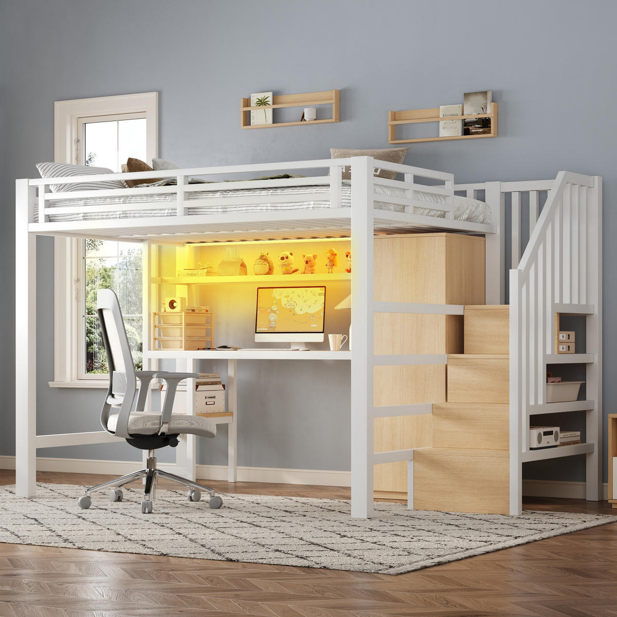 HOCHBETT Metall 140/200 cm Weiß - Weiß, Holzwerkstoff/Metall - Raumix