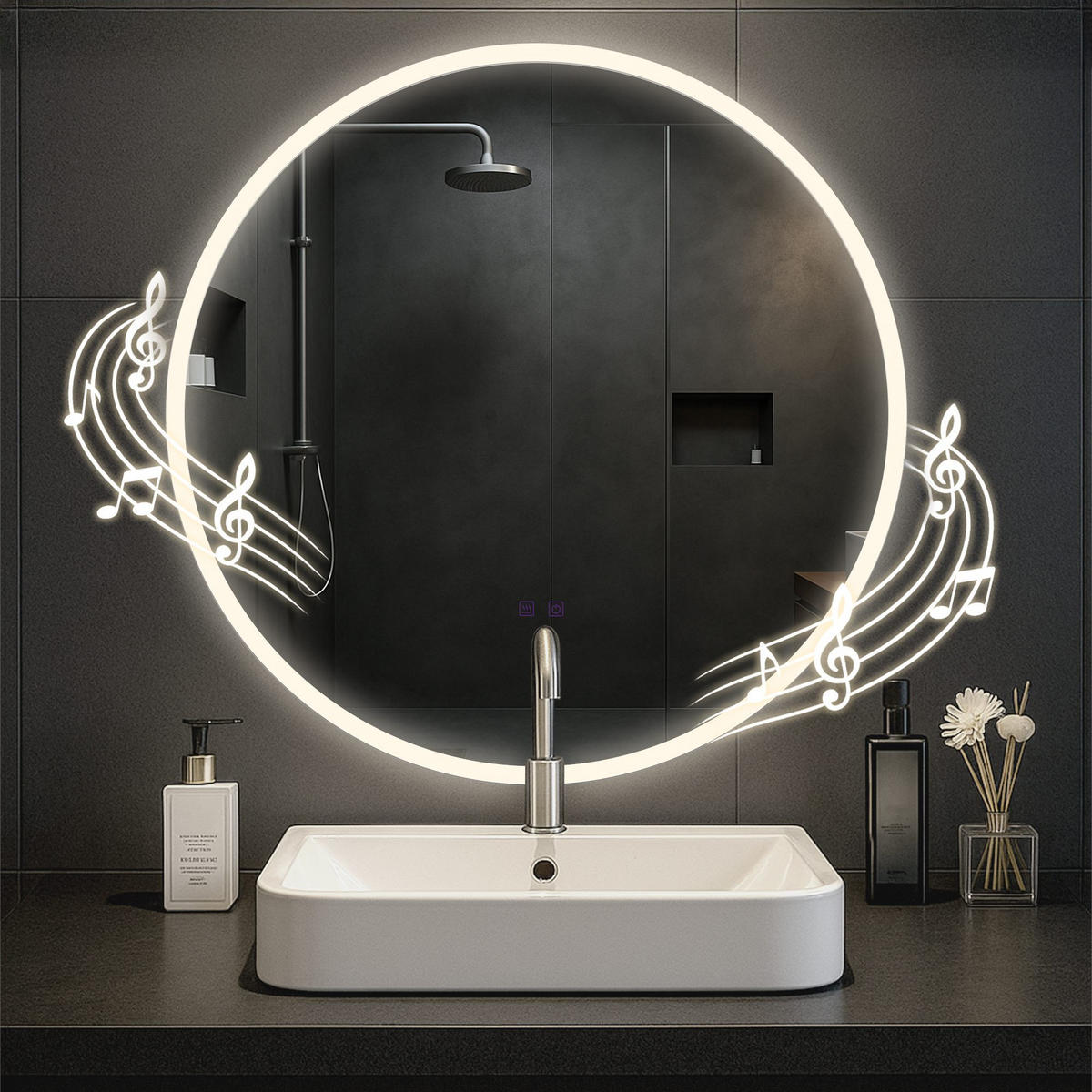 BADSPIEGEL Linz 80 Bluetooth 80x3,5x80cm Glas Klarglas Badezimmerspiegel - Klar, Glas (80/80/3.5cm) - DELUKE