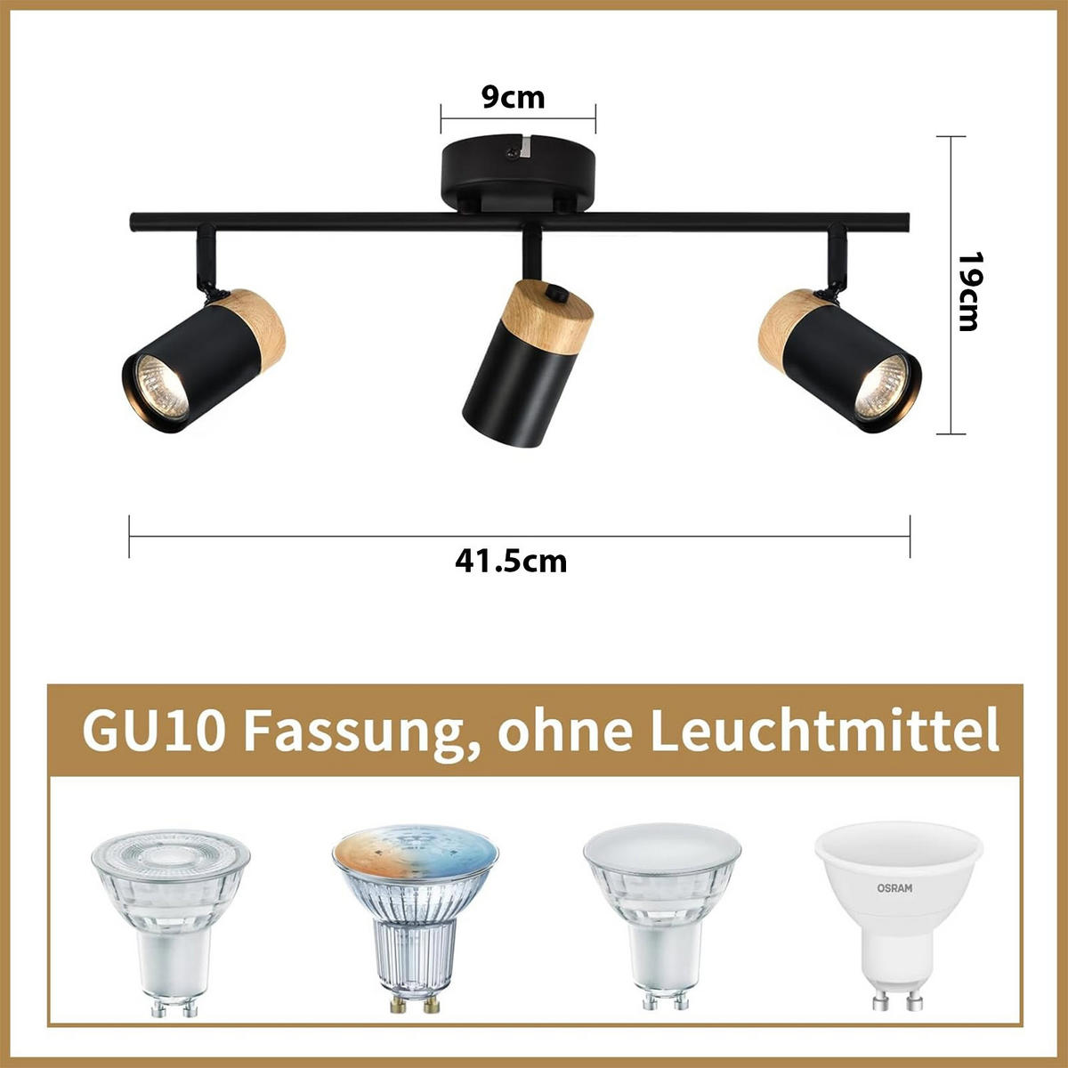 DECKENLEUCHTE Olekr 19/9/41.5 cm - Schwarz, Metall (41.5/19/9cm) - ZMH