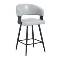 BARHOCKER DE-36675 2er-Set mit Kunstlederbezug und Metallgestell Schwarz - Grau, Metall (47/94.5/46cm) - ComfortXL