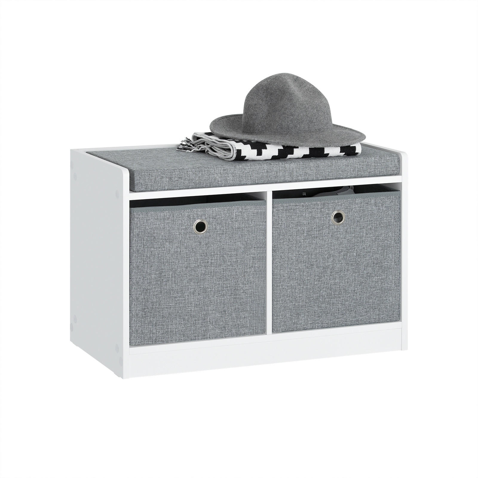 SCHUHBANK Grau - Weiß, Holzwerkstoff (68/45/32cm) - SoBuy