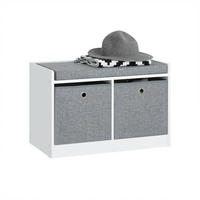 SCHUHBANK Grau - Weiß, Holzwerkstoff (68/45/32cm) - SoBuy