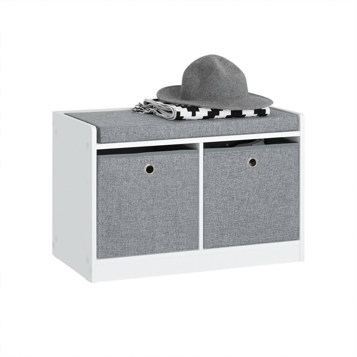 SCHUHBANK Grau - Weiß, Holzwerkstoff (68/45/32cm) - SoBuy