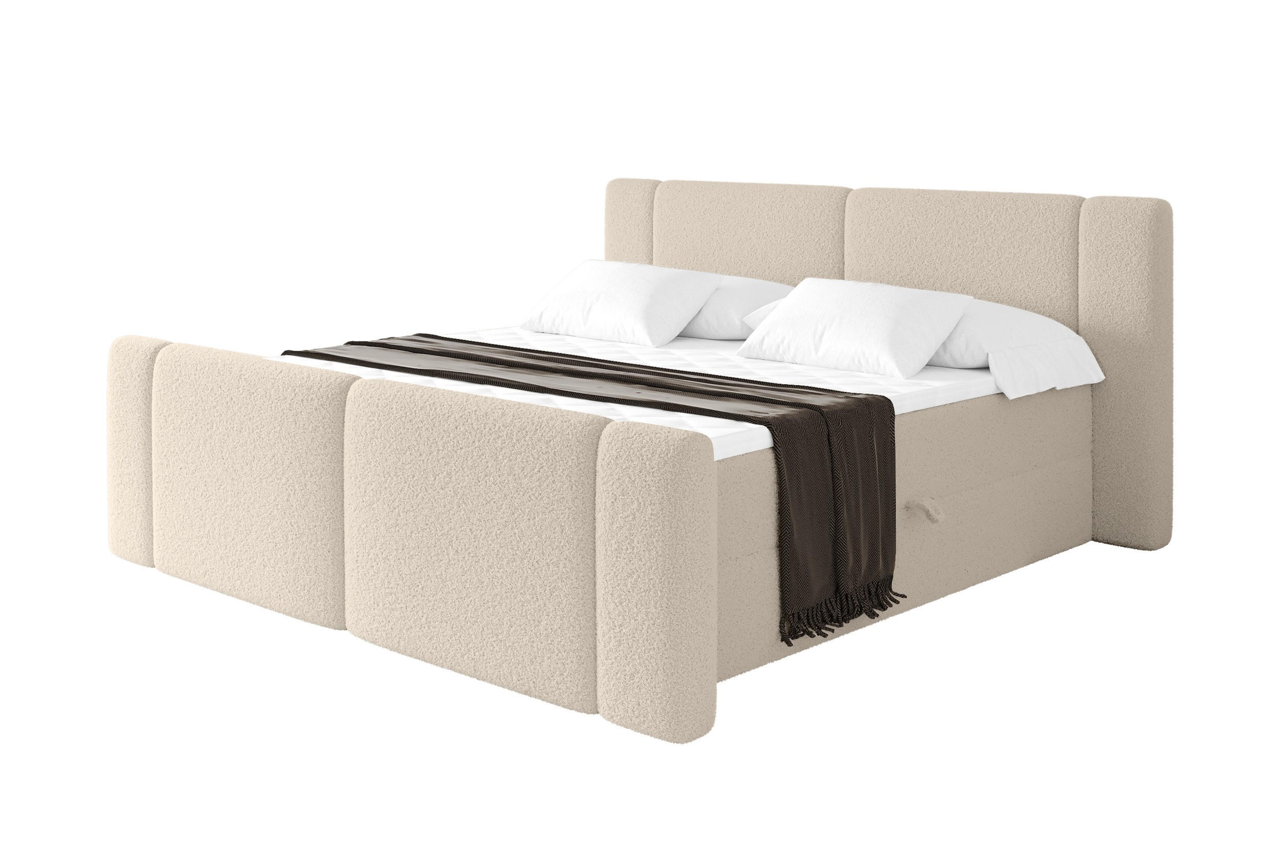 BOXBETT mit Matratze H4 - EVON Zanozek - 140x200 cm Dunkelbeige - Cappuccino, Holzwerkstoff (140/200cm) - ALTDECOR