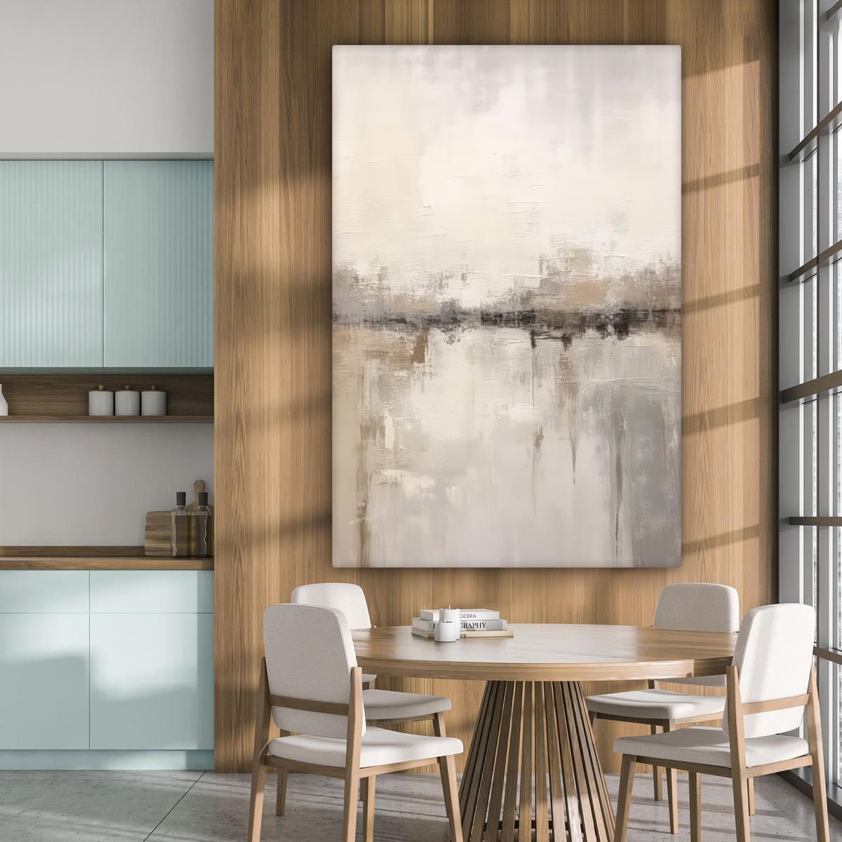 LEINWANDBILD Moderne Kunst - Abstrakt - Beige Deko Groß 90x140 cm - Beige, Textil (90/140cm) - MuchoWow