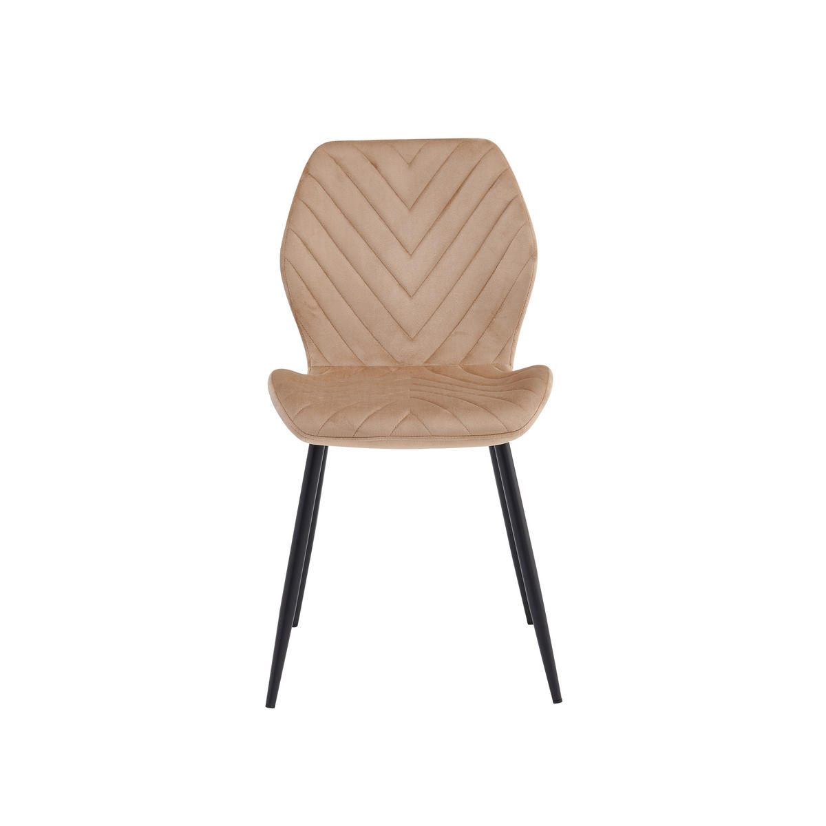 STÜHLE Esszimmerstuhl, gepolstert mit Steppung, schwarze Metallbeine, 1 Stück, Beige - Beige/Schwarz, Metall (48/86/41cm) - AN Furniture Store