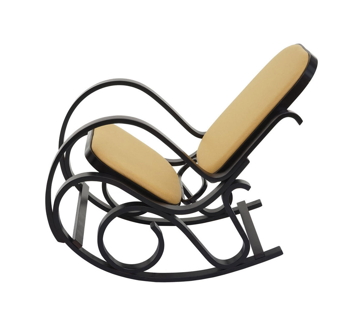 SCHAUKELSTUHL Walnuss Dekor, Gelb - Gelb/Walnussfarben, Holz (55/90/96cm) - MCW