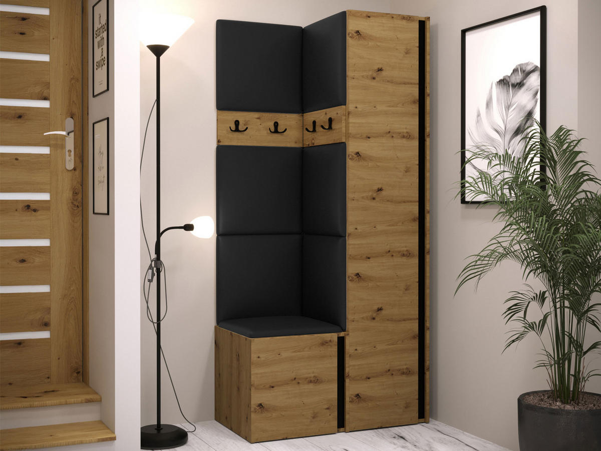 GARDEROBEN-SET Orion XXIV - Schwarz/Eiche Artisan, Holzwerkstoff/Kunststoff (82/186/46cm) - MIRJAN24
