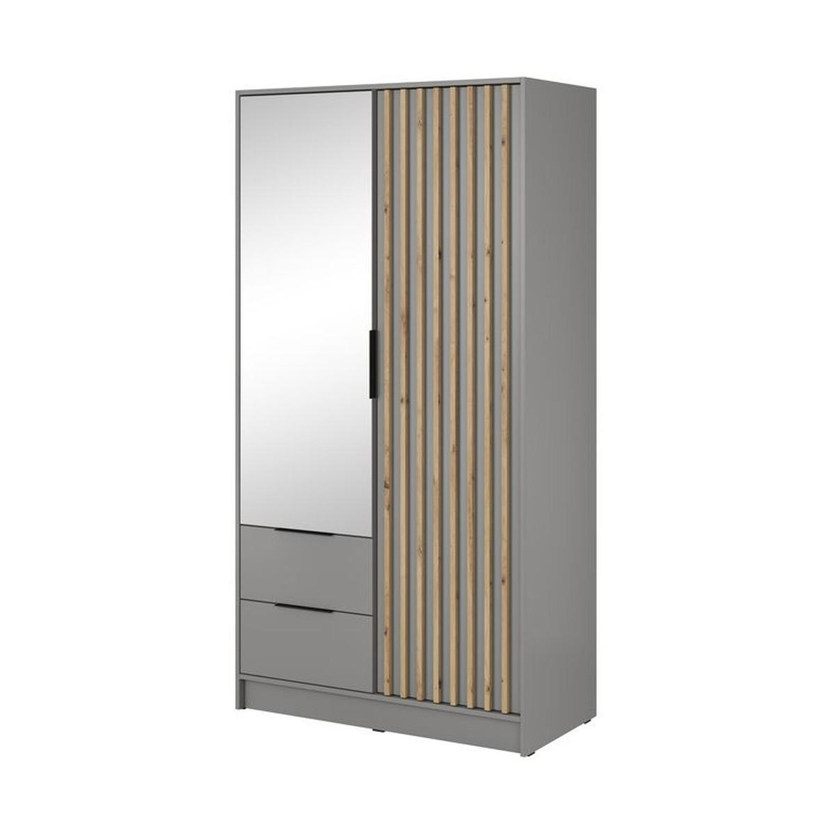 KLEIDERSCHRANK – 105 cm – Nelly – Grau - Grau, Holzwerkstoff (105/200/51cm) - hi-markt