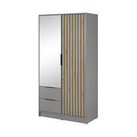 KLEIDERSCHRANK – 105 cm – Nelly – Grau - Grau, Holzwerkstoff (105/200/51cm) - hi-markt
