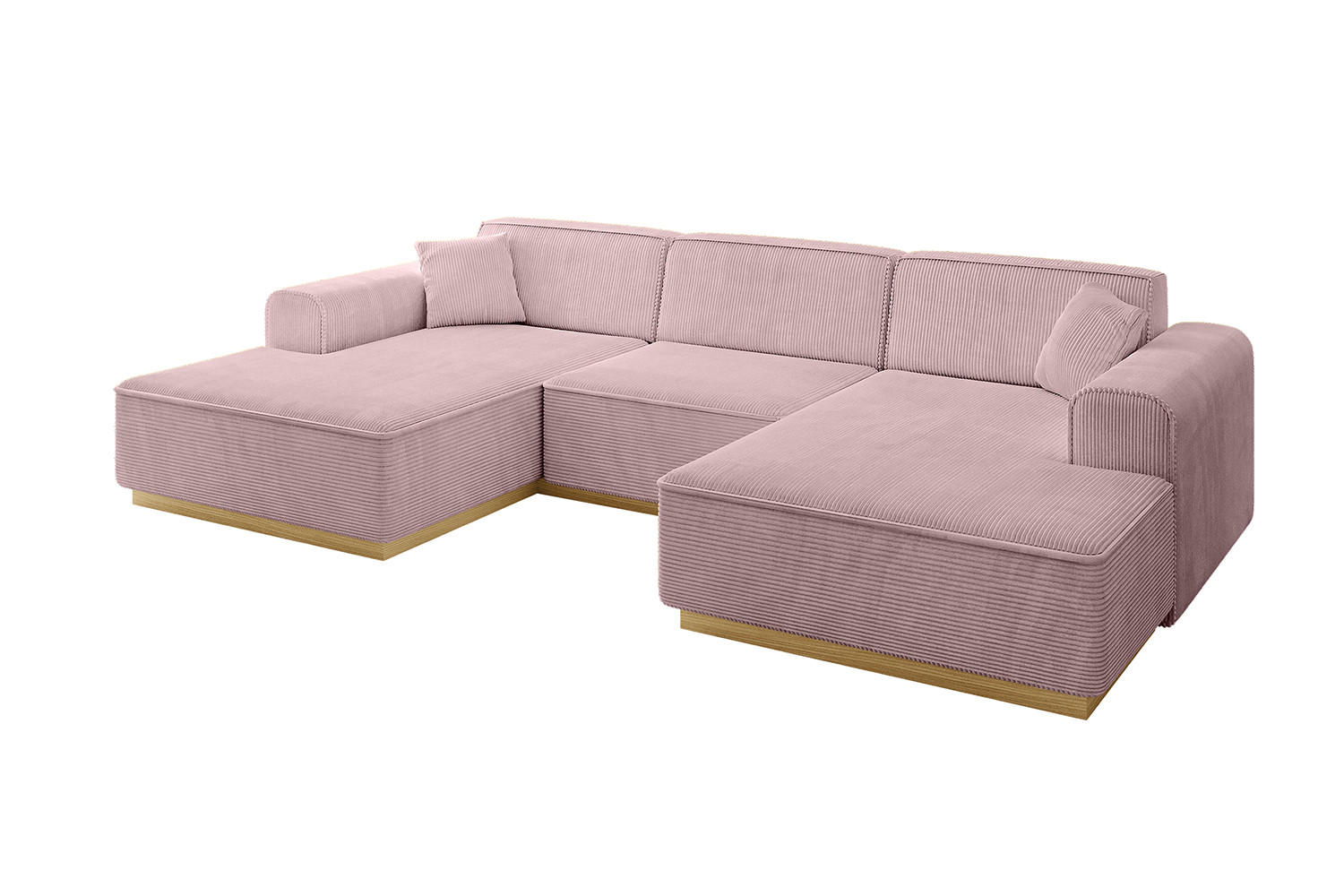 WOHNLANDSCHAFT IREA-U1-v2 - 297x165x81 cm Rosa - Rosa, Holzwerkstoff/Textil (297/81/165cm) - ALTDECOR