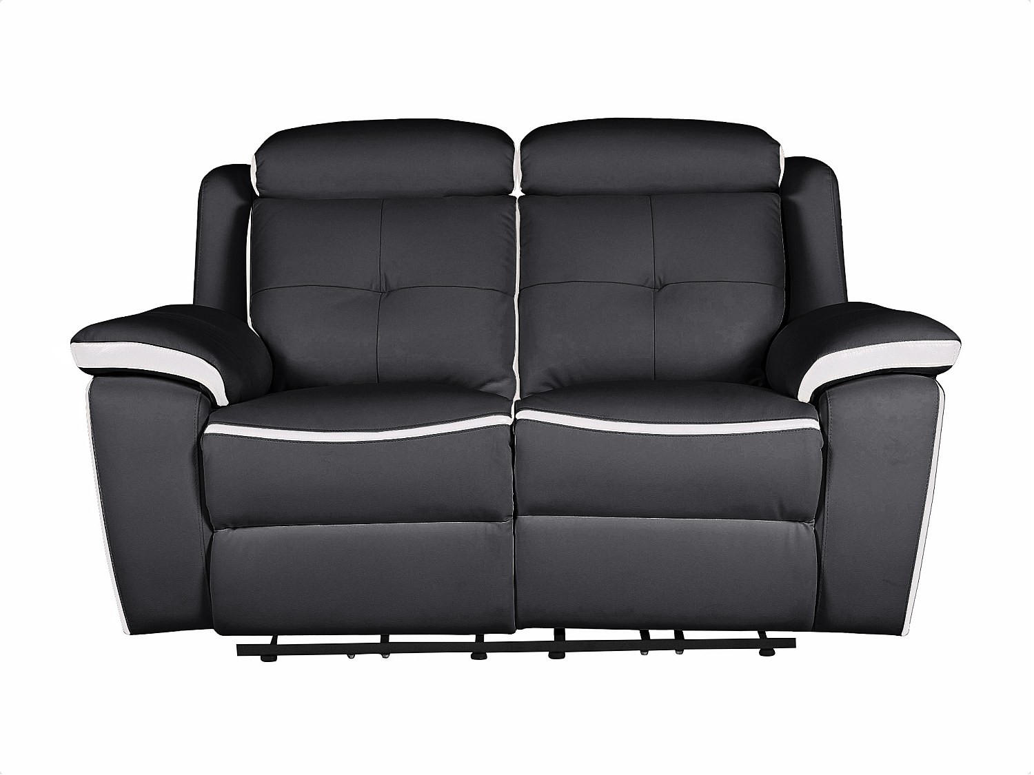 RELAXSOFA - 2 Personen - leder - schwarz, weiß Angelique - Schwarz/Weiß, Leder (158/92/97cm) - Vente-Unique