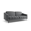 3-SITZER SOFA Samt Stoff Grau - Dunkelgrau/Schwarz, Textil/Metall (202/80/95cm) - Makamii