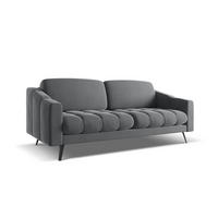3-SITZER SOFA Samt Stoff Grau - Dunkelgrau/Schwarz, Textil/Metall (202/80/95cm) - Makamii