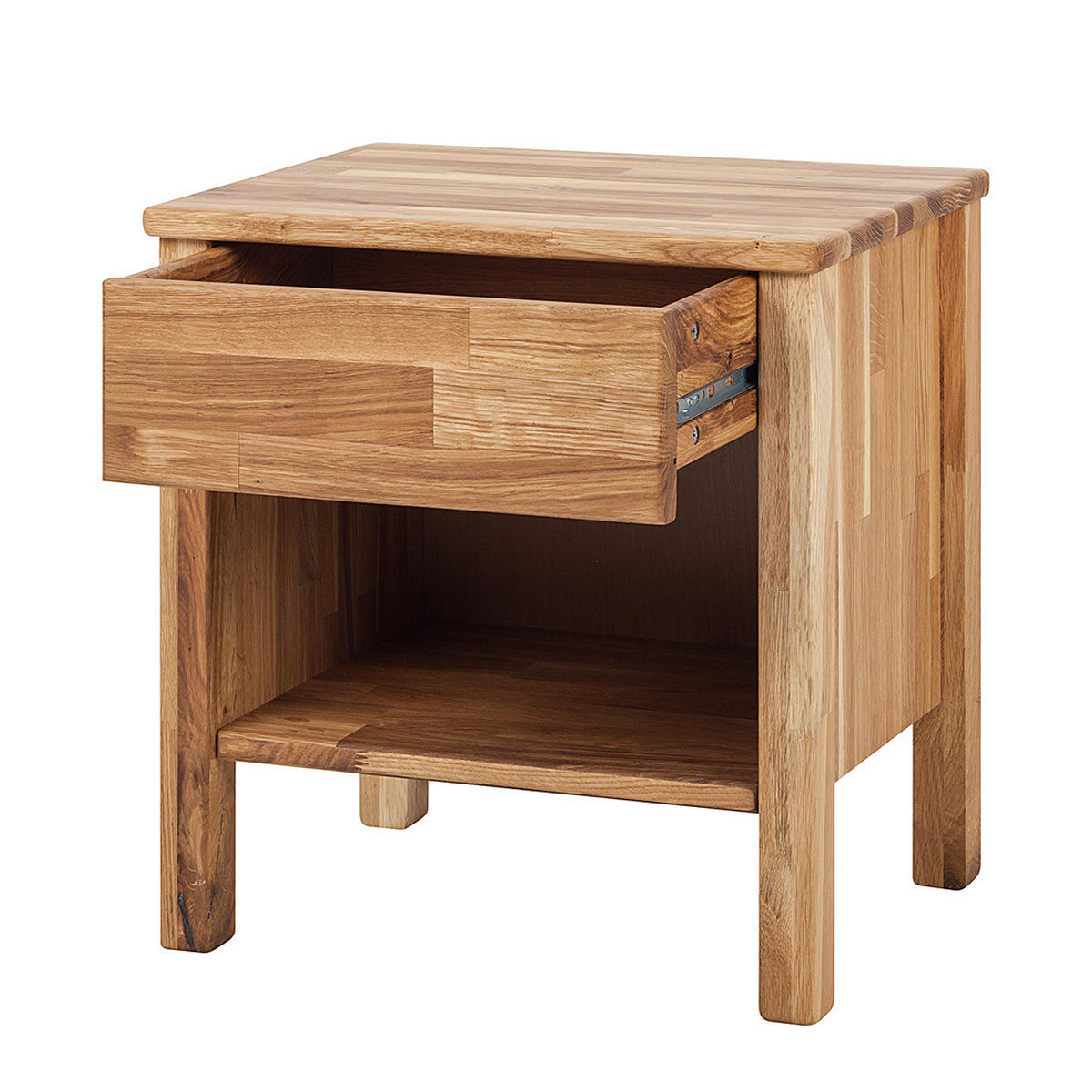 NACHTKOMMODE - Eiche massiv - geölt - Eichefarben, Holz (47/49/37cm) - home24