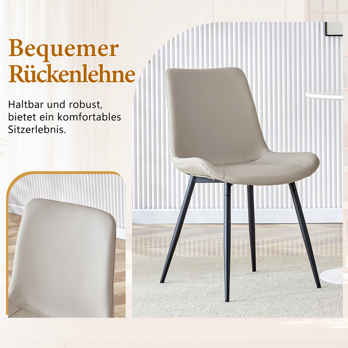 ESSGRUPPE DE-39388 5-teilig, mit 4 PU-Stühlen Hellgrau - Grau, Holzwerkstoff (100/76/100cm) - ComfortXL