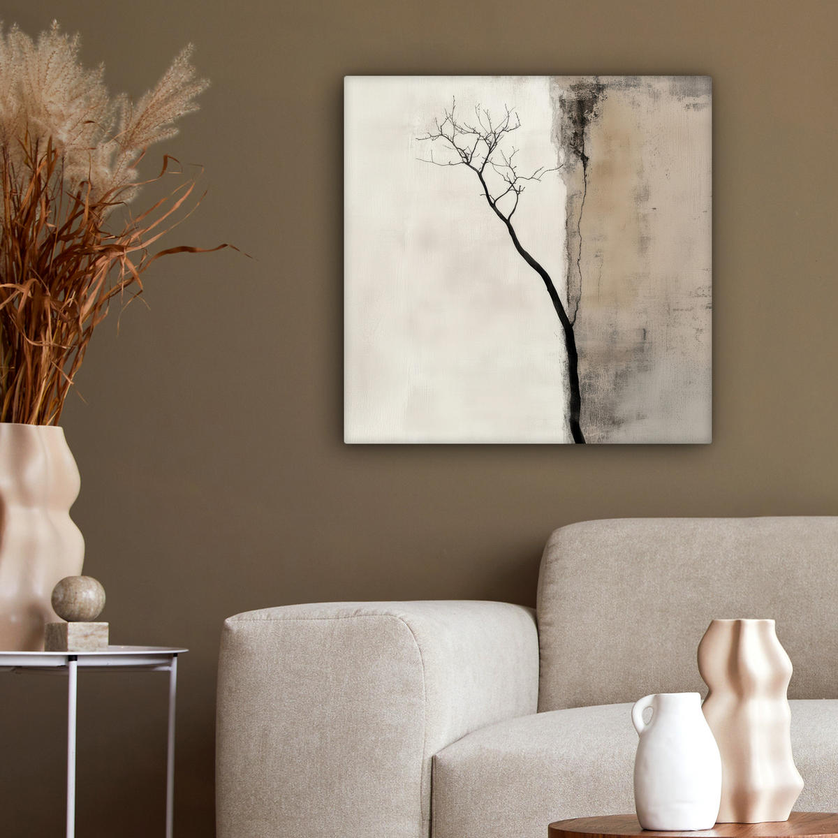 LEINWANDBILD Wabi sabi - Pflanze - Beige 50x50 cm - Taupe, Textil (50/50cm) - MuchoWow