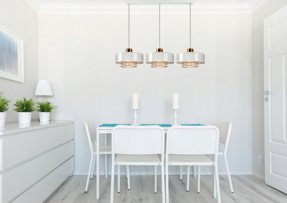 PENDELLEUCHTE EDISON - Goldfarben/Weiß, Metall (20/80/70cm) - kiki design