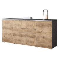 SIDEBOARD Vera 150 mit weißer LED Beleuchtung - Braun/Grau, Holzwerkstoff (150/66/40cm) - MIRJAN24