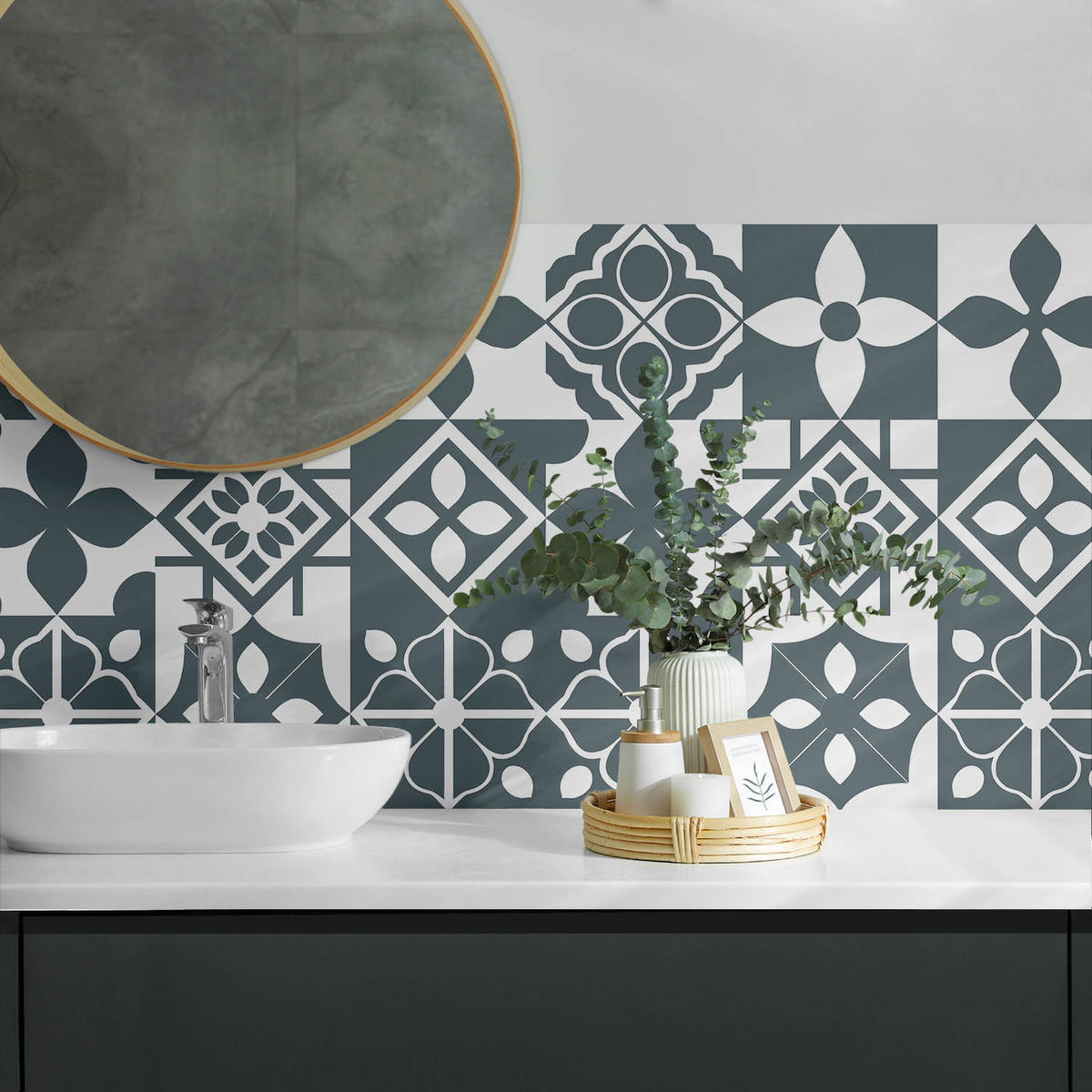 WANDPANEEL 120x60 cm selbstklebend Morenta - Dunkelblau/Weiß, Kunststoff (60/1.6/120cm) - Wallfluent