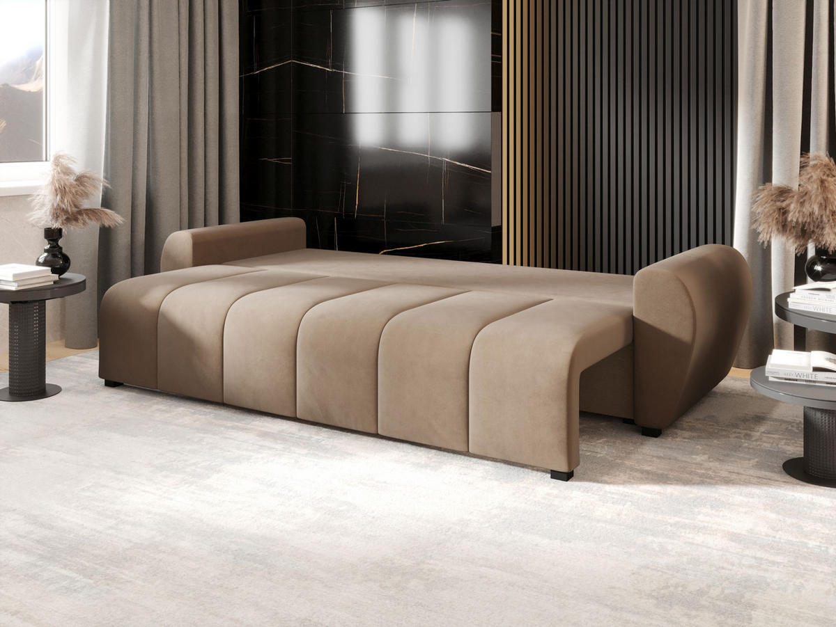 SOFA MOLISA mit Schlaffunktion ITAKA 48 mit Stauraum - Hellbraun, Textil (86/82/246cm) - Bedante