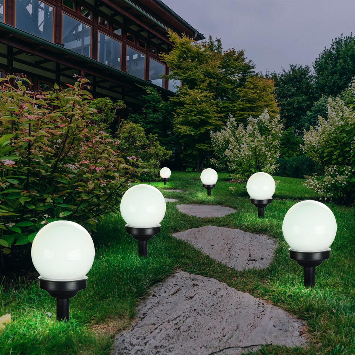 LED AUSSENLEUCHTE Solarkugel Weiß rund 10er Set - Weiß, Kunststoff (10/10/38cm)