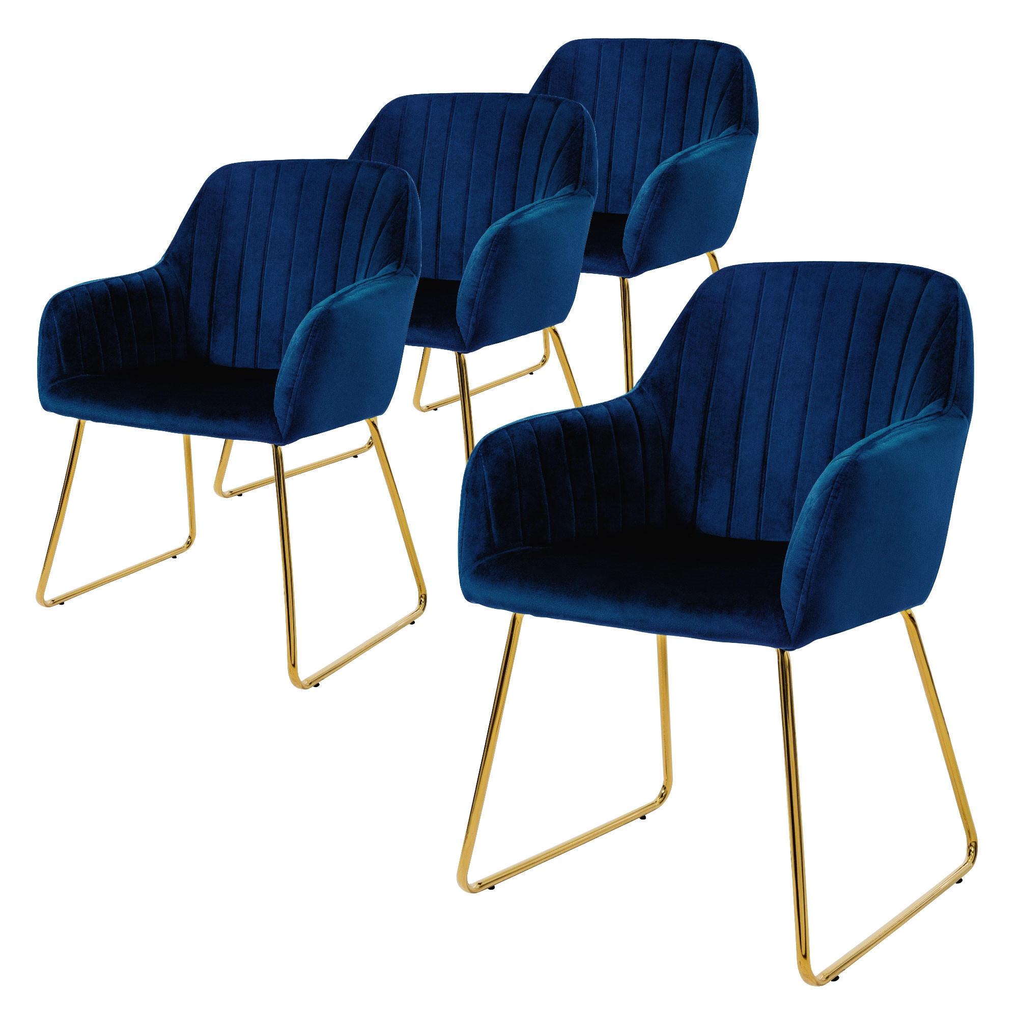 ML-DESIGN JÍDELNÍ ŽIDLE, sada 4 ks, modrý samet