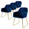 STUHL Samt blau 4er Set - Blau, Metall (60/82/57cm) - ML-DESIGN