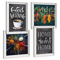 BILDER SET 4er Set - 50x50 cm & 40x60 cm Weißer Rahmen - Gewürze, Kaffee, Tasse, Kräuter - Weiß, Kunststoff (50/50cm) - TULUP