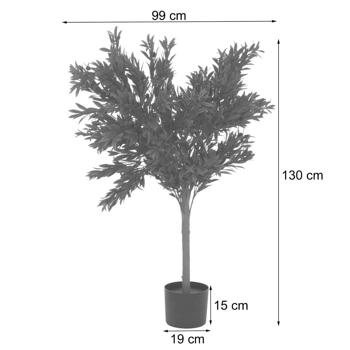 KÜNSTLICHER OLIVENBAUM Grün - Grün, Kunststoff (130cm) - MCW