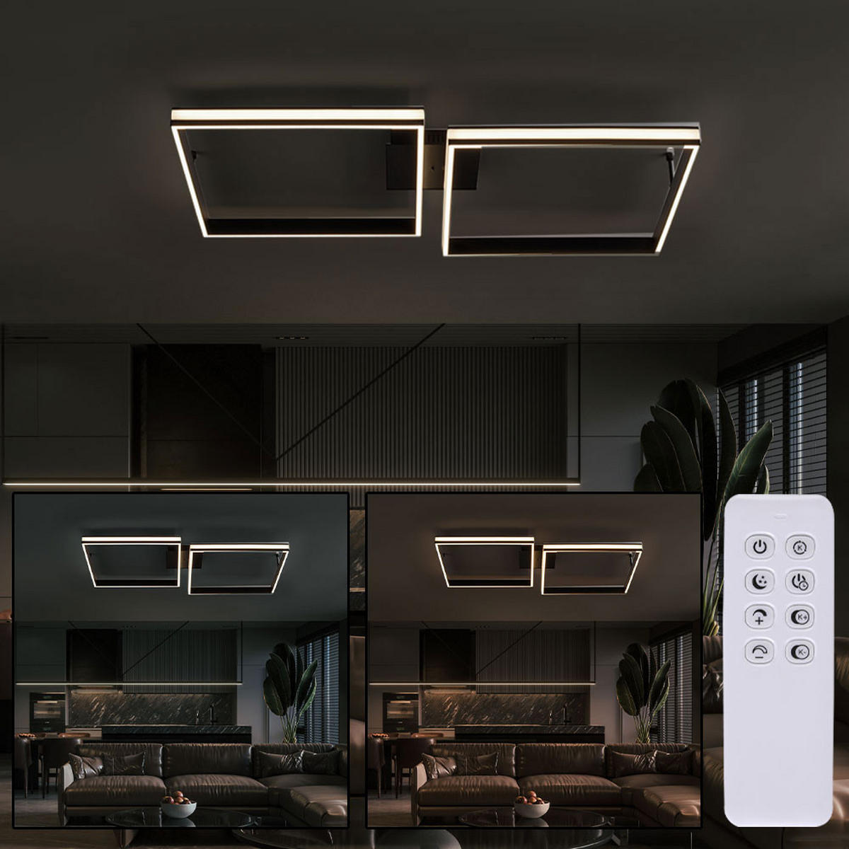 LED DECKENLEUCHTE Metall Schwarz - Schwarz, Metall (104.8/80/13.5cm)