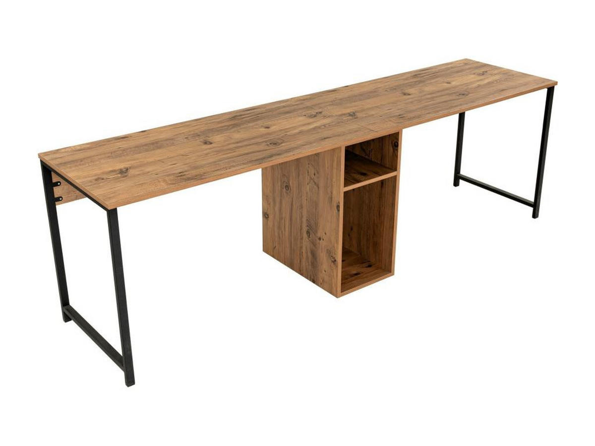 DOPPELSCHREIBTISCH mit Stauraum - Holzfarben & Schwarz - DERVILO - Naturfarben, Holz (240/60/74cm) - Vente-Unique