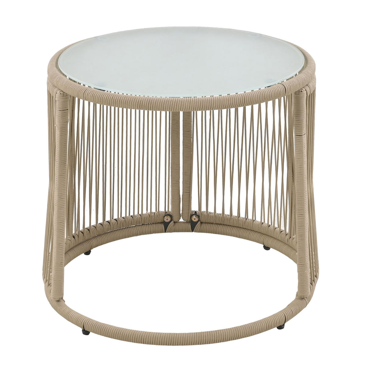 GARTENMÖBEL 124x71x80cm beige aus Eisen und Seil, mit Kissen - Beige, Metall - Modfu