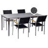GARTENMÖBEL SET 4-Sitzer Keramik-Glas Granit Optik Textil schwarz Cosoleto/Grosseto - Silberfarben/Schwarz, Glas - Beliani
