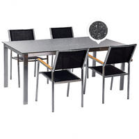 GARTENMÖBEL SET 4-Sitzer Keramik-Glas Granit Optik Textil schwarz Cosoleto/Grosseto - Silberfarben/Schwarz, Glas - Beliani