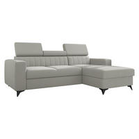 ECKSOFA Milano, Seite: Rechts 2R+LC - Hellgrau/Schwarz, Holz/Textil (236/172cm) - MIRJAN24