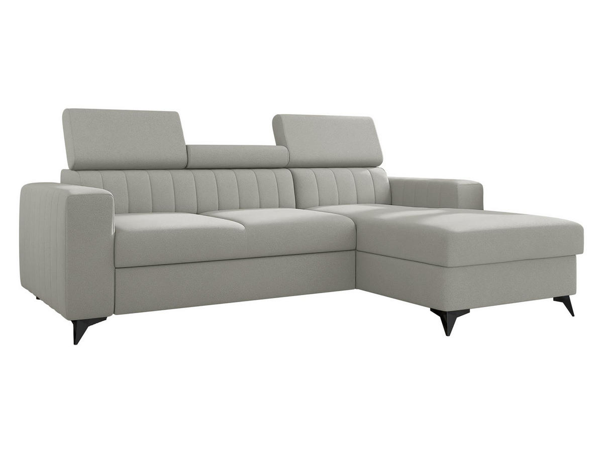 ECKSOFA Milano, Seite: Rechts 2R+LC - Hellgrau/Schwarz, Holz/Textil (236/172cm) - MIRJAN24