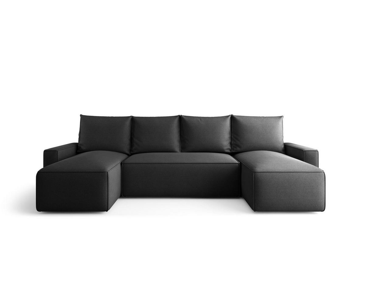 WOHNLANDSCHAFT mit Schlaffunktion SAVIO U Curio 97 - Dunkelgrau, Textil (300/75/140cm) - Bedante