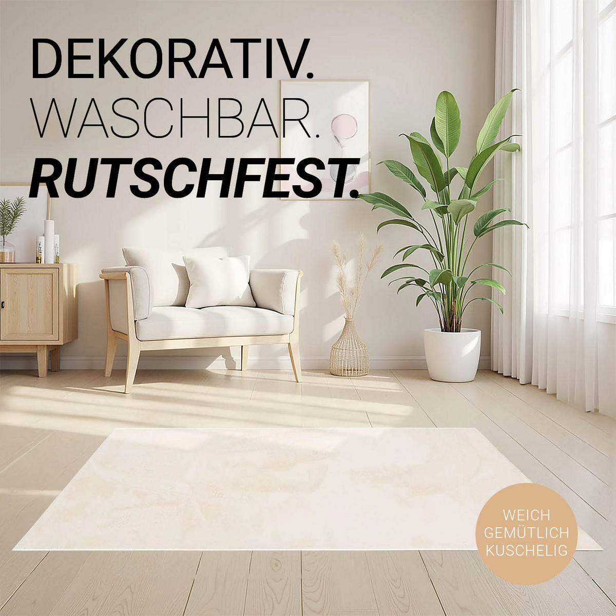 TEPPICH in Beige 160/230 cm waschbar - Beige, Textil (160/230cm) - Homestyle4u