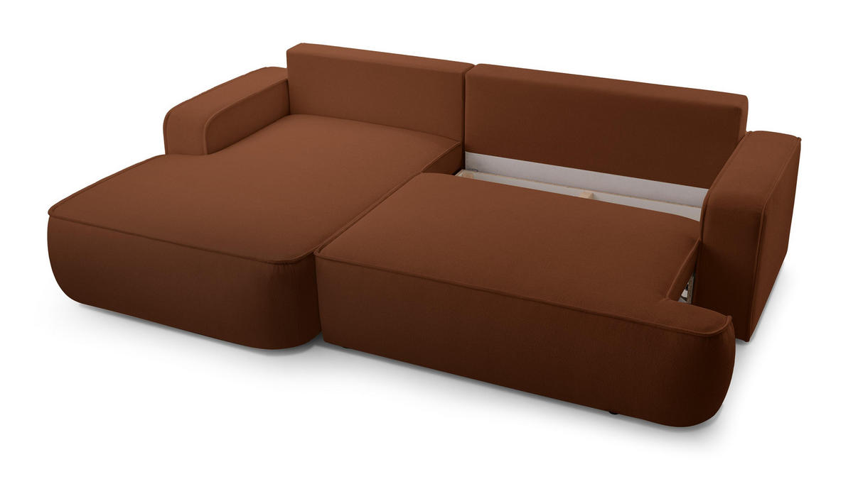 ECKSOFA L Form Ablia Ziegelrot 267/168/87 cm mit Schlaffunktion L - Dunkelorange/Schwarz, Kunststoff/Textil (168/267cm) - AX Living