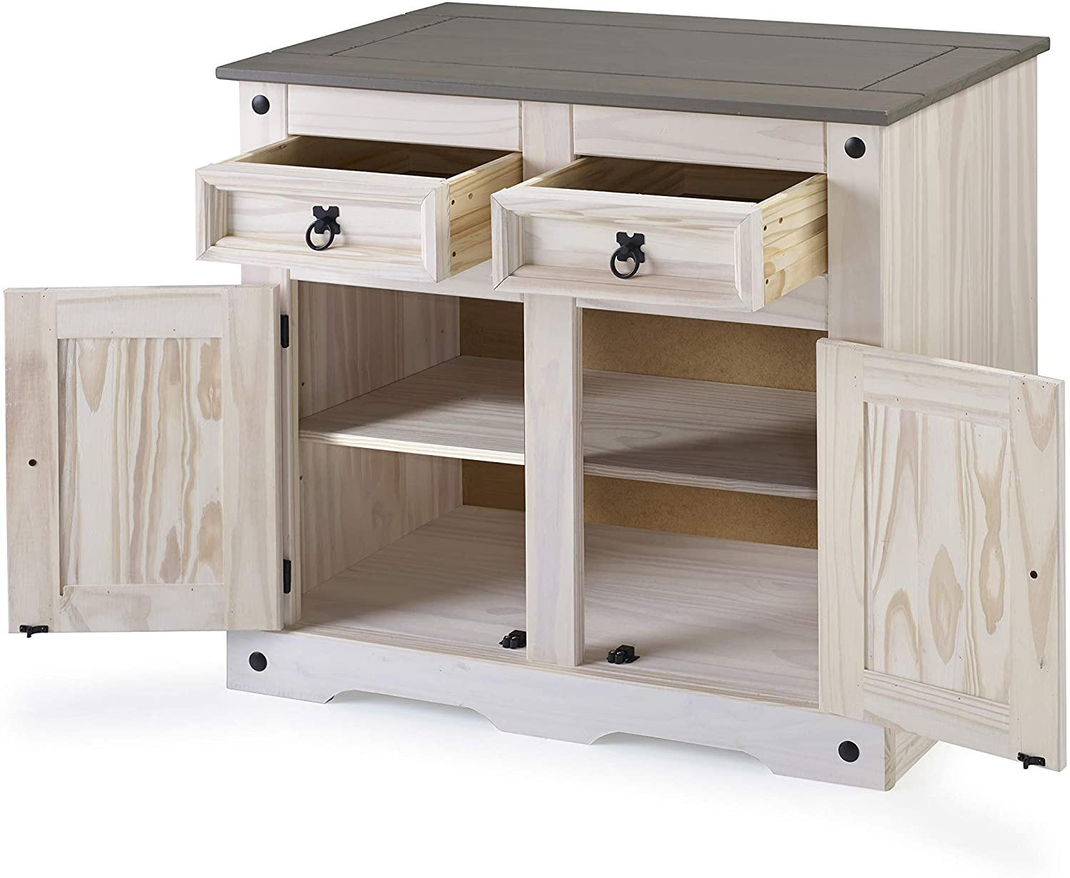 SIDEBOARD MEXIKO - Schwarz/Weiß, Holz/Metall (92/84/43cm) - SAM