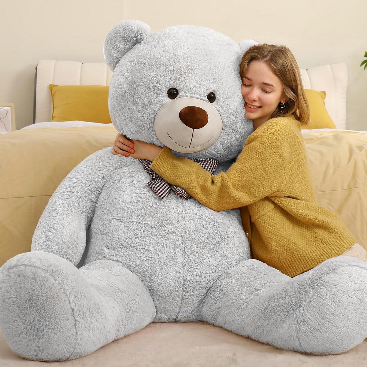 PLÜSCHTIER Teddybär 140 cm Grau - Grau, Fell (90/140cm)