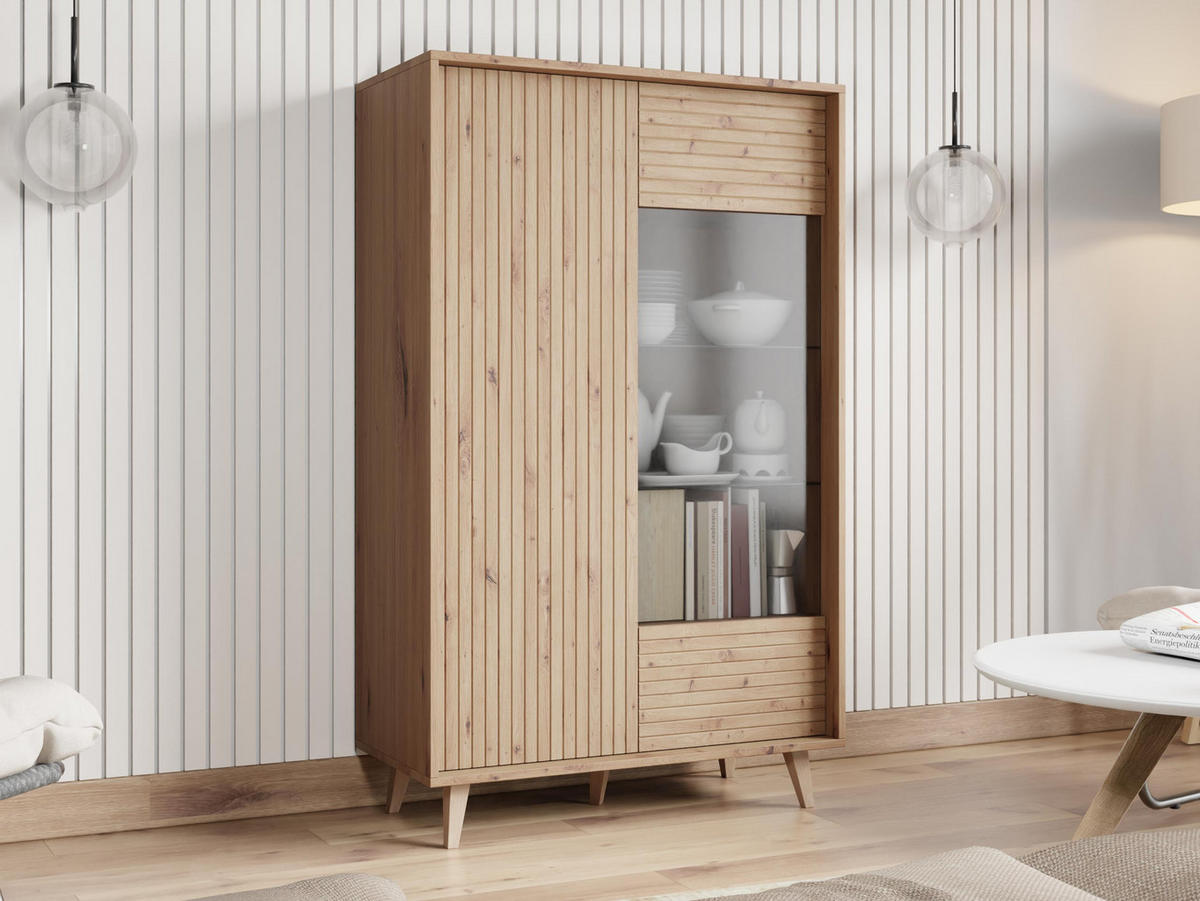 VITRINE Ferido 2D - Eiche Artisan, Holzwerkstoff/Kunststoff (86/140/40cm) - MIRJAN24