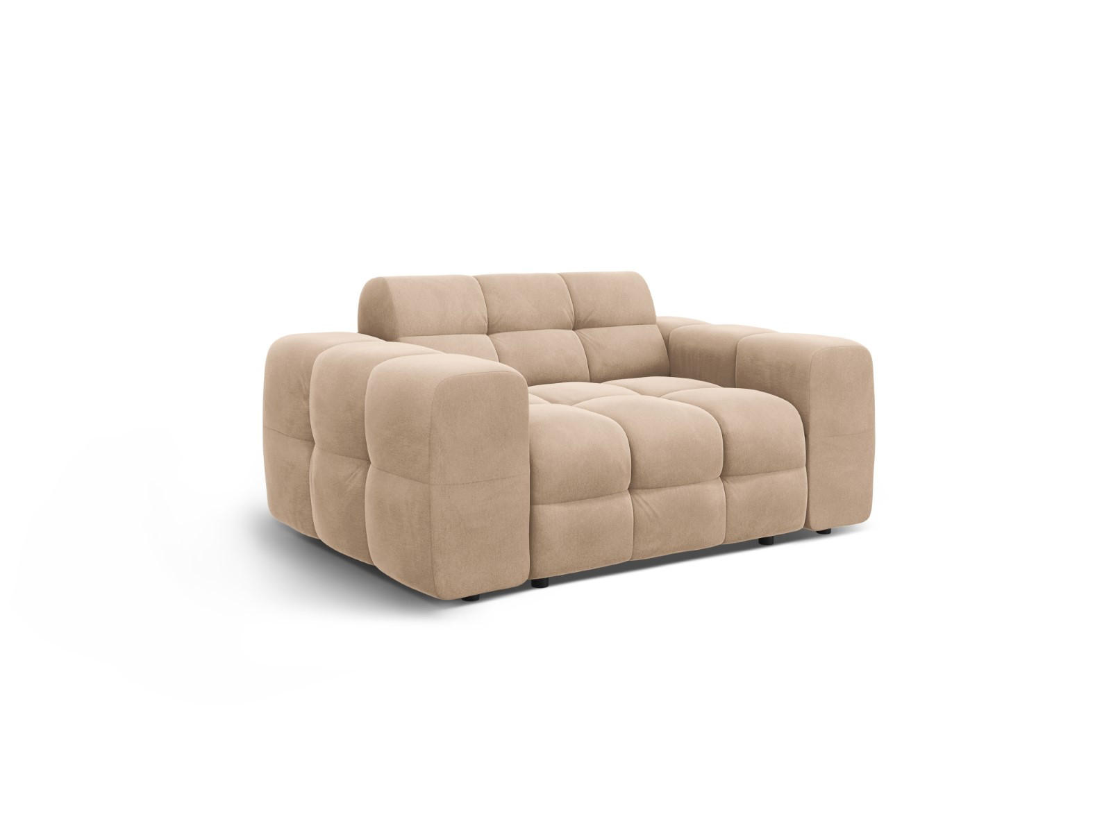 SOFA Kendal aus Samt mandelbeige 2 Sitzplätze - Beige, Textil (156/79/103cm) - Micadoni