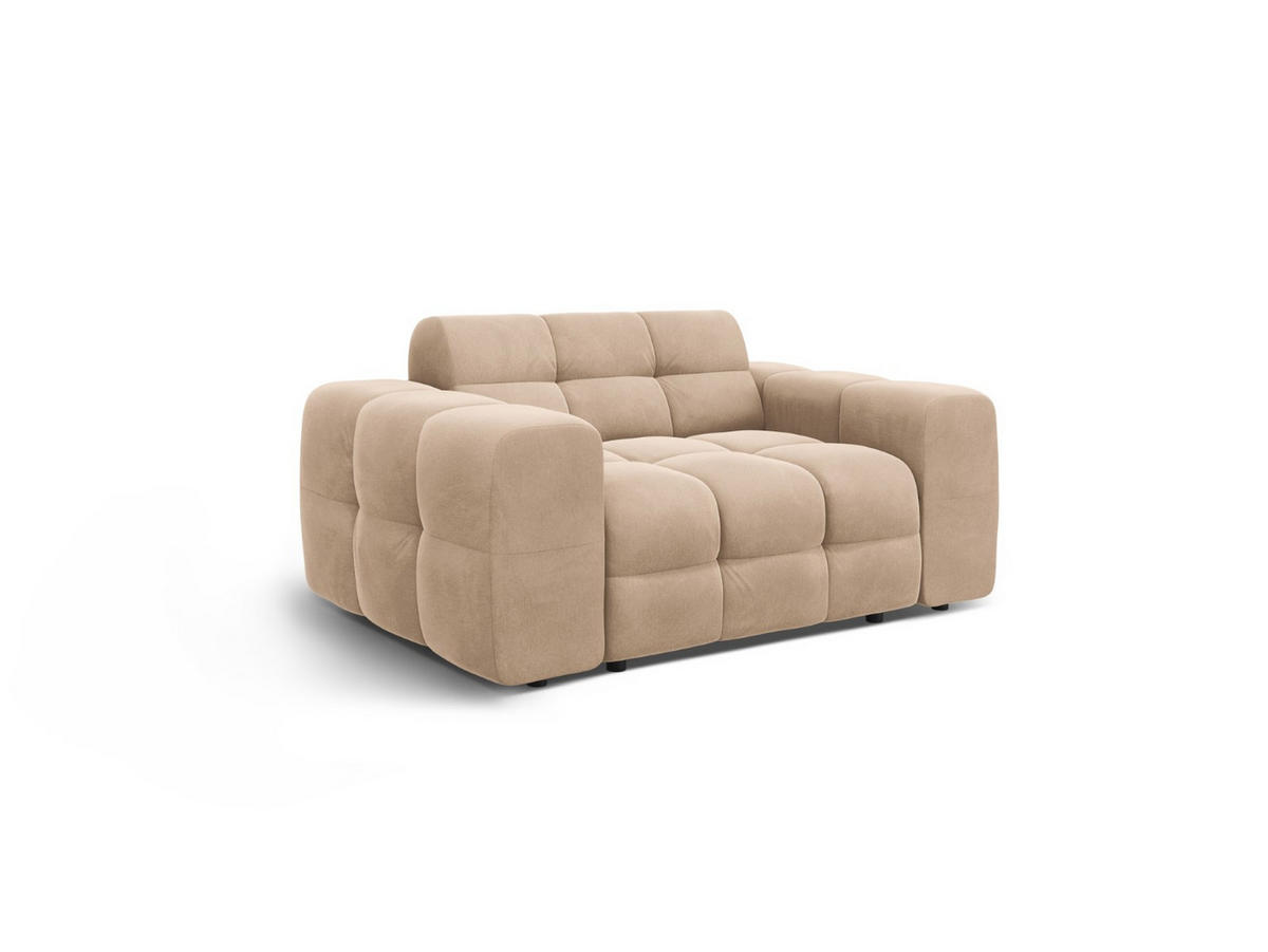 SOFA Kendal aus Samt mandelbeige 2 Sitzplätze - Beige, Textil (156/79/103cm) - Micadoni