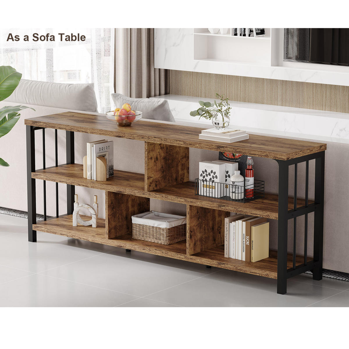 REGAL Standregal 140 x 34 x 76.2 cm Holzoptik Metallgestell - Wildeiche, Holzwerkstoff/Metall (140/76.2/34cm) - Quality Elegance