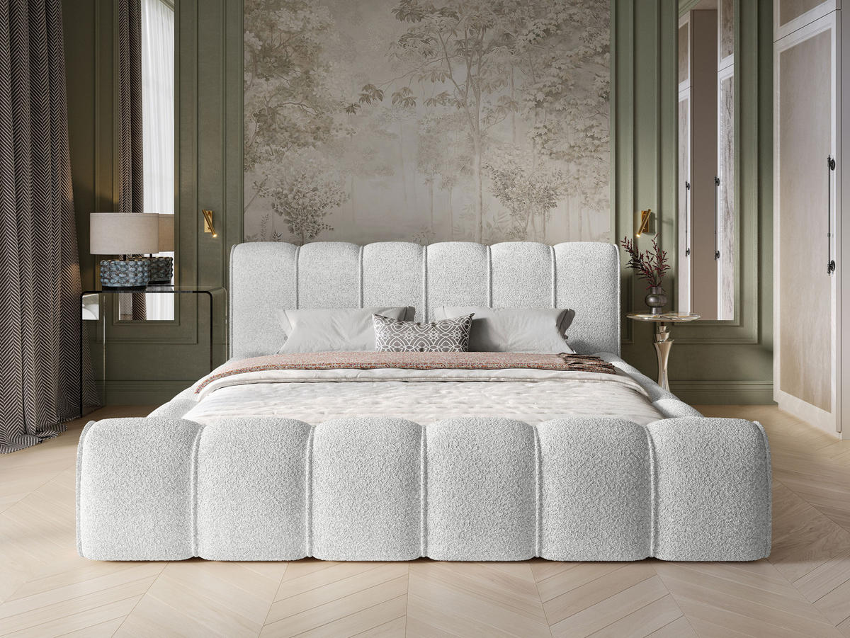 POLSTERBETT Adell 2 Off-White 140/200 cm Boucle mit Bettkasten - Weiß, Textil/Metall (140/200cm) - wonello
