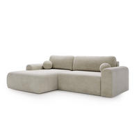 ECKSOFA Aurora Creme, mit Schlaffunktion in Vena Stoff, linke seite - Creme, Holzwerkstoff/Textil (257/177cm) - Bettso